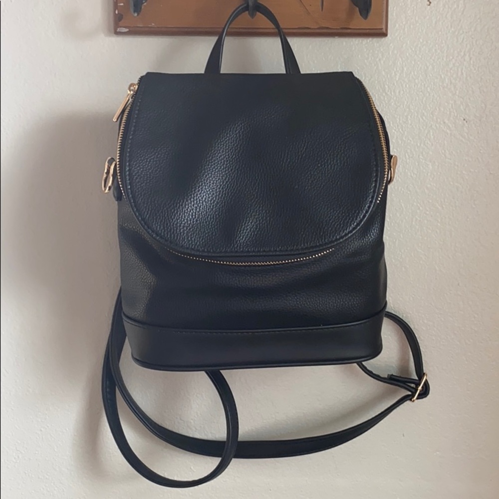 Small Faux Leather Backpack